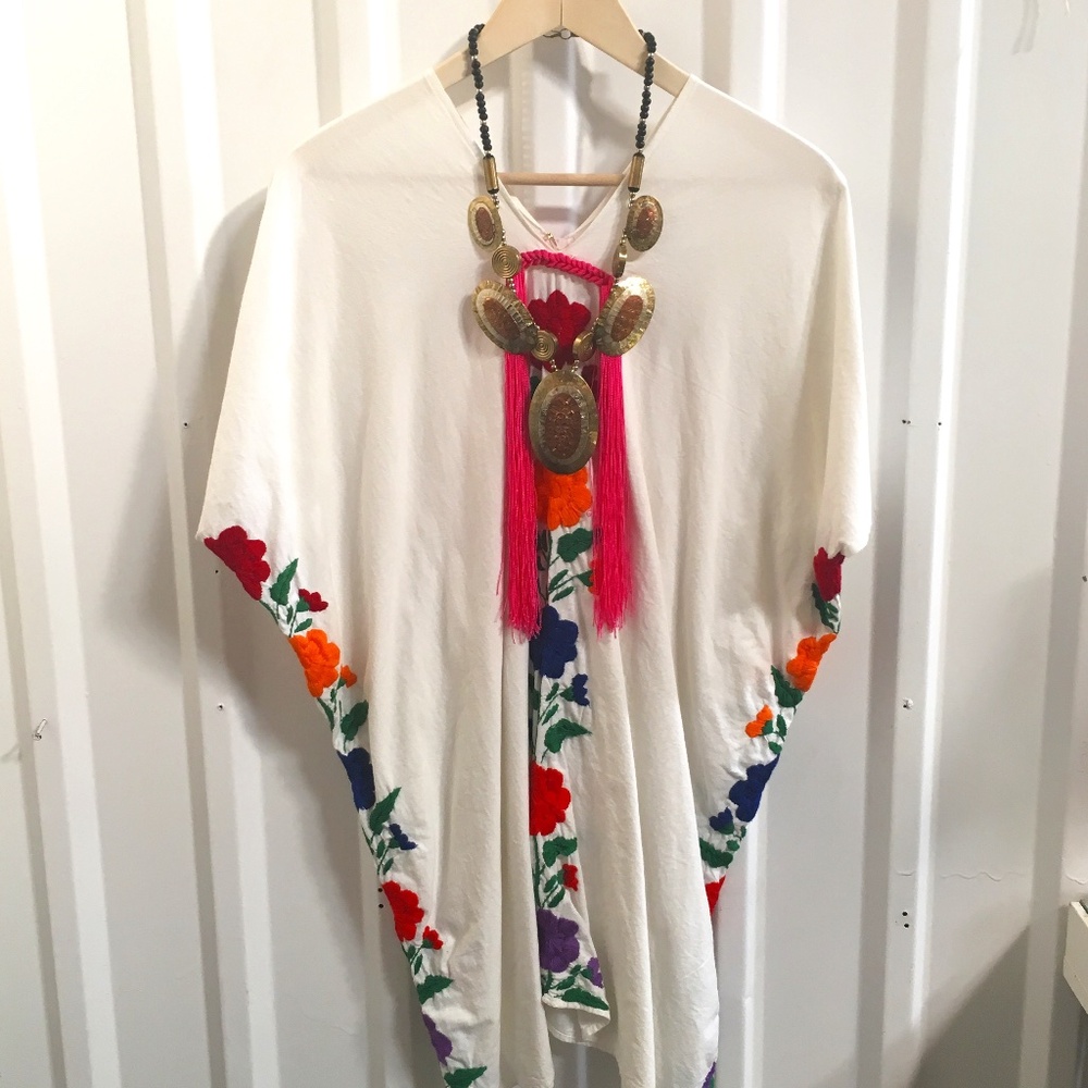 1970s mixed metals boho statement necklace